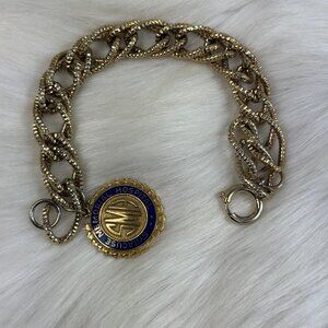 Wells 14KGF Syracuse Memorial Hospital Charm & Signed Germany Bracelet Gold Ton